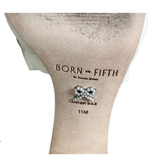 Born on Fifth + Antonio Milani Amy Ivory Heeled Ruffle Leather Slide Sandal 11 - Picture 10 of 12